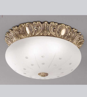 Brass ceiling light with engraved frosted glass Art. 0540