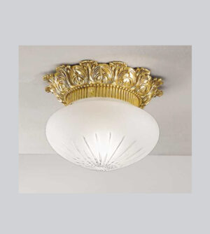 Brass ceiling light with engraved frosted glass Art. 0580