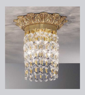 Brass ceiling light with hanging crystals Art. 0620