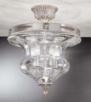 Brass ceiling light with transparent blown glass lampshade ART. 905/5PL