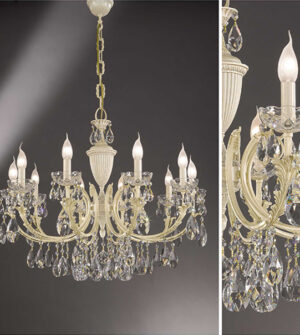 Brass pendant chandelier with crystal details Art. 910/10