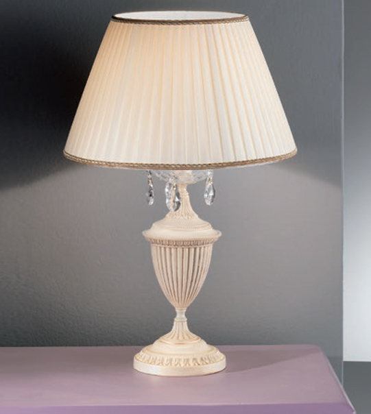 Lampada in ottone con paralume e cristalli Made in Italy