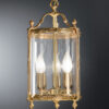 Brass suspension lantern chandelier with hot-bent glass Art. L02/3 - Image 2