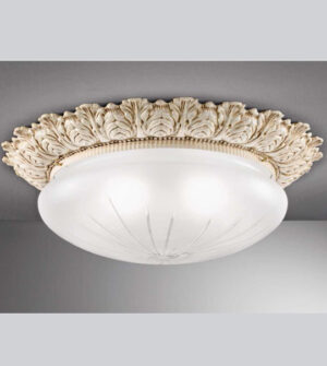Brass ceiling light with etched satin glass Art. 0595