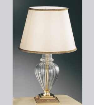 Brass and glass table lamp with lampshade Art. 530/1L