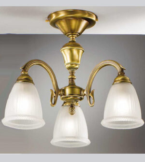 Ceiling lamp in brass and satin glass Art. 535/3PL