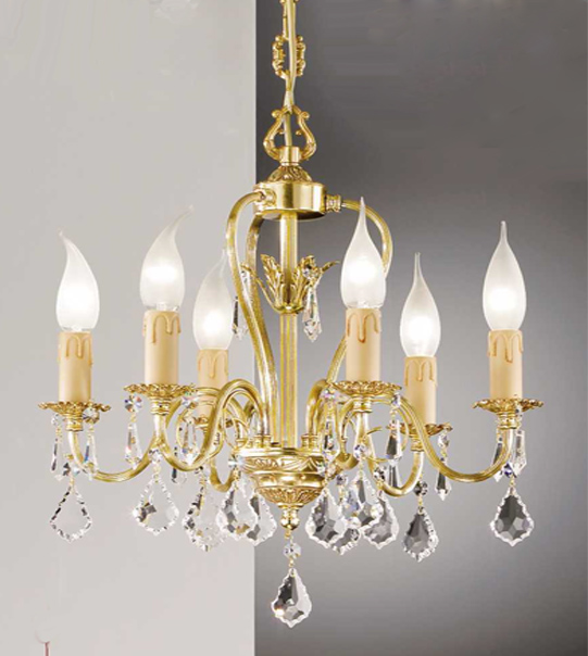 Brass pendant chandelier with crystal pendants Art.550 6