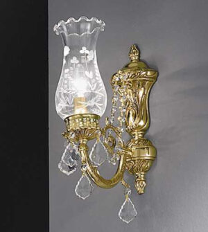 Brass, crystal and glass wall lamp Art. 865/ 1A