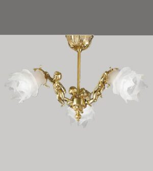 Brass and glass ceiling lamp with angel detail Art. 2080/3 PL