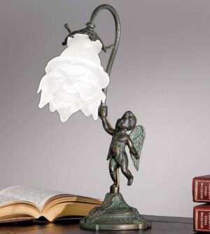 Lampada da tavolo a una luce in ottone e vetro Art. 2081/ 1L