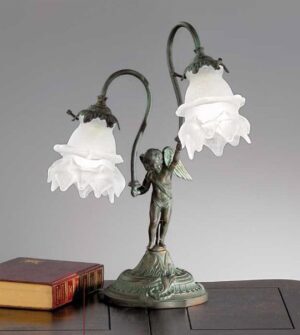 Table lamp with two lights made of brass and glass Art. 2081/ 2L