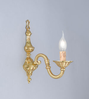 Applique in ottone a una luce a forma di candela Made in Italy