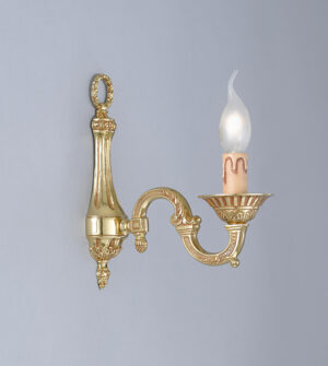 Applique in ottone a una luce a forma di candela Made in Italy