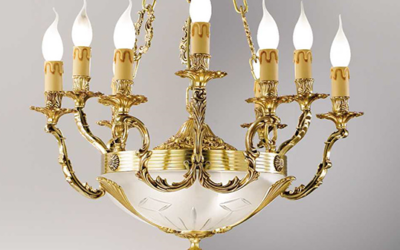 The elegance and unique style of an antique brass and crystal chandelier