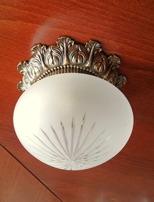 Brass ceiling light with engraved frosted glass Art. 0580 - Image 4