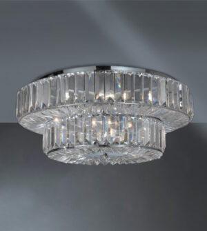Metal ceiling light with crystal lozenges Art.901/6+3PL